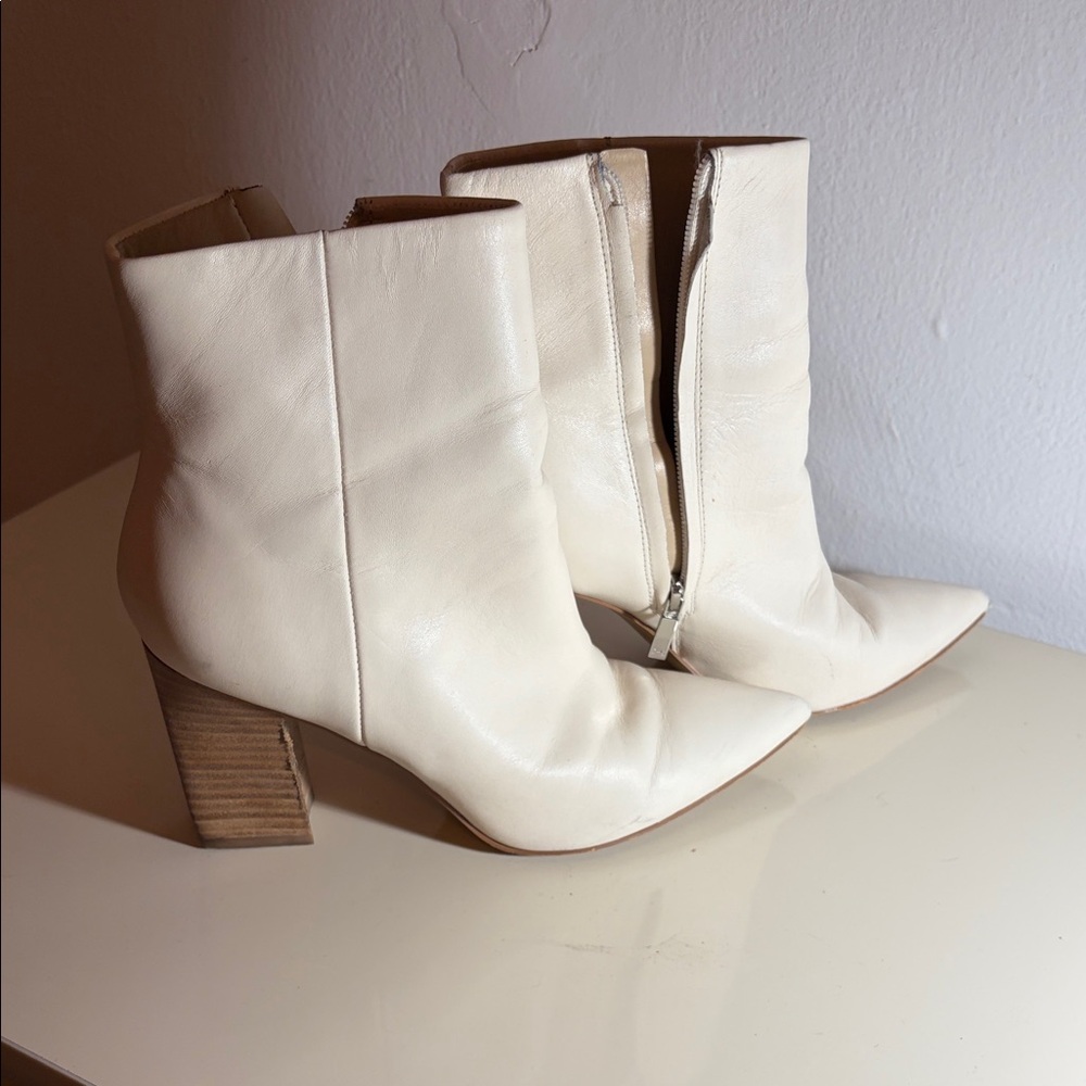 Marc Fisher Cream Heeled Boots